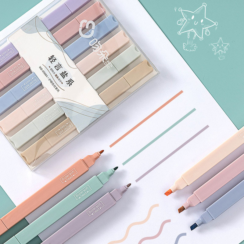 Pastel Highlighter Set Double Ended - 6 adet çift taraflı vurgulayıcı kalem