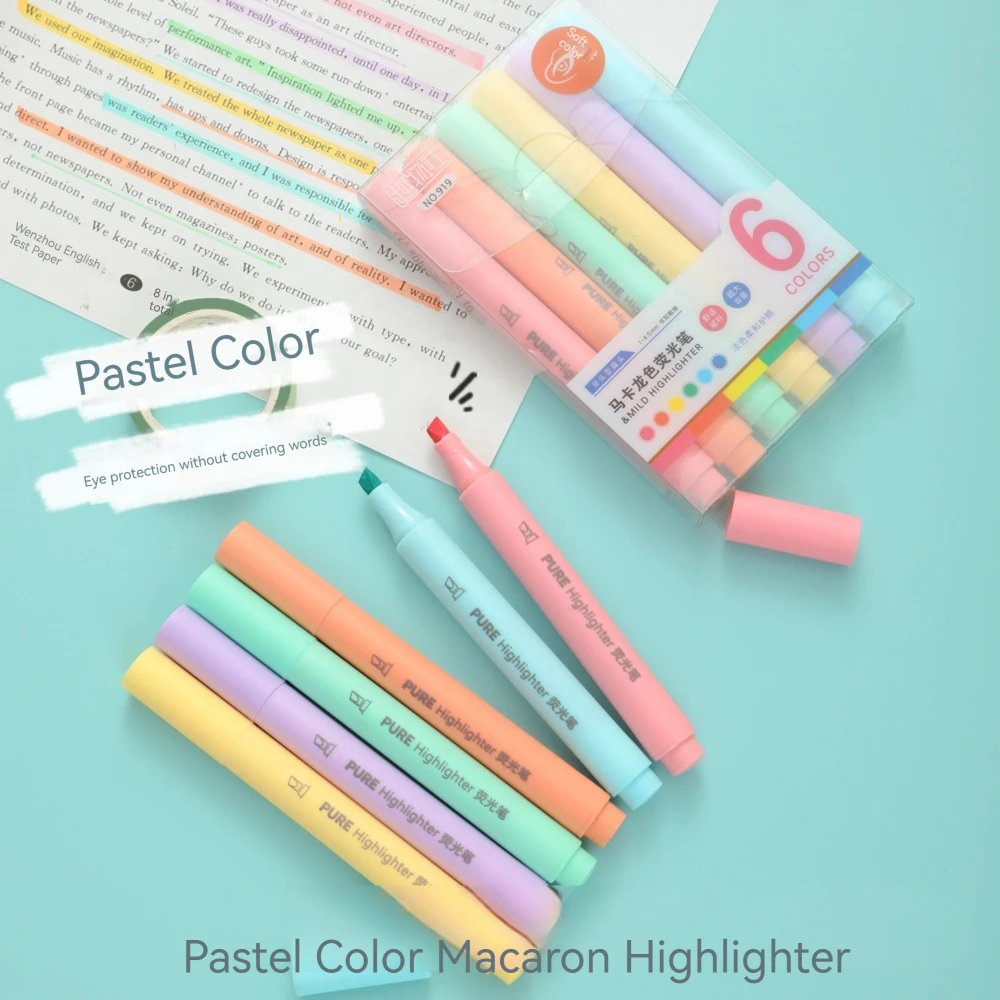 6 adet/takım Pastel Renk Macar - Pastel Highlighter Set Double Ended incelemesi ve fiyatı